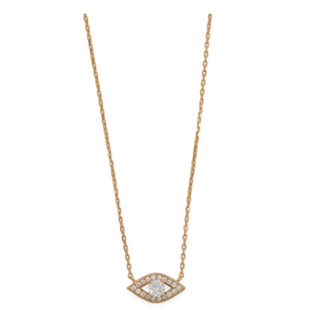 14kt Gold Plated Cz Evil Eye Necklace